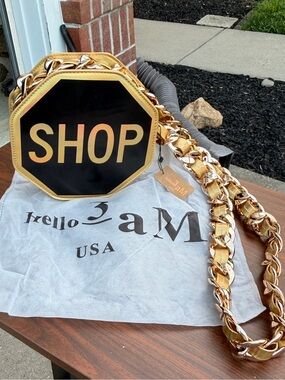 Hello 3AM Gold “SHOP” Sign Novelty Crossbody Purse – NWT